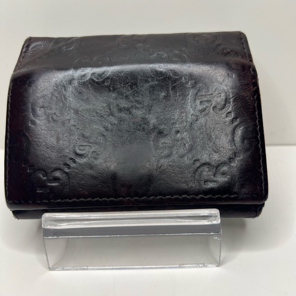 Preowned Gucci Mini Card Wallet Chocolate Brown - Picture 1 of 8